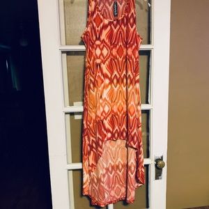 Orange multi colored hi-low maxi dress by Rouge